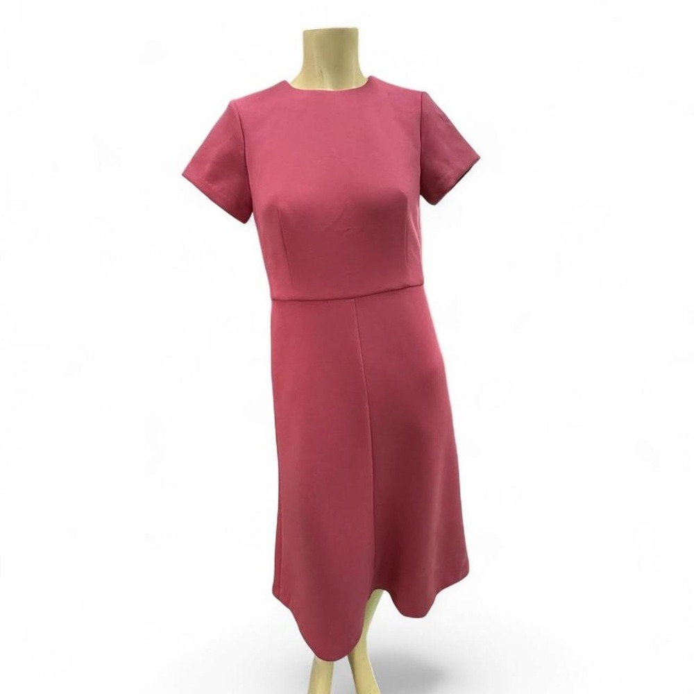 Ann Taylor Pink Short Sleeve Midi Dress with Pockets Officewear Preppy Size 0